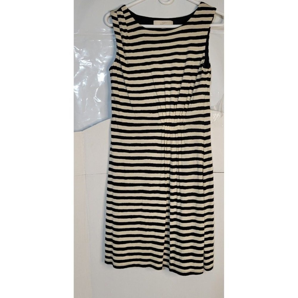 LOFTโ Size Small blk/wht Sleeveless A Line Dress Knit Stretch Lightweight Summer